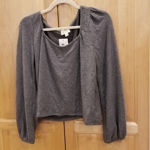 Project Social T Grey Sweater Long Sleeves L NWT